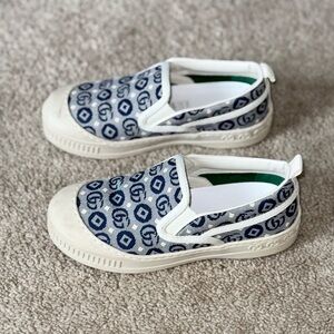 Gucci Kids Blue and White Slip-On Sneakers